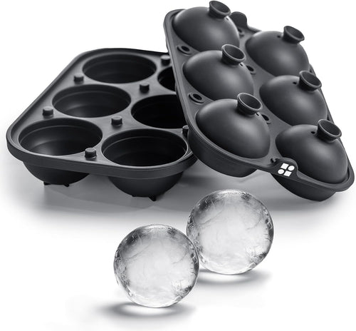 Ice Cube Molds, Large Silicone Sphere & Square Combo with Fill Funnel | 2 Inch round & Square Shapes, Built in Easy Fill Funnel, Large Silicone Combo for Whiskey Bourbon & Cocktails